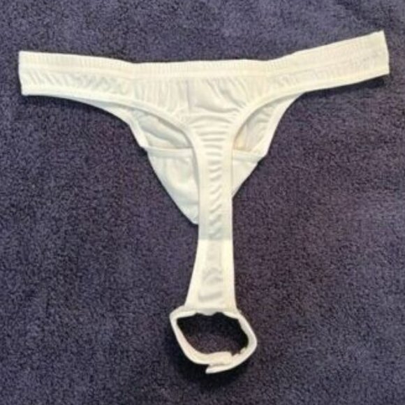"NDS" Microfiber Men's Swim Thong with Snap C-Ring - White (NDS-TH1-WH) - Picture 7 of 7
